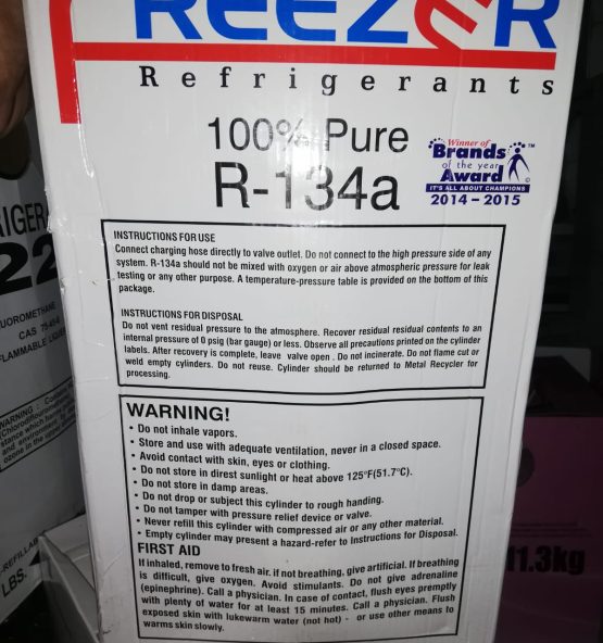 FREEZER R 134a Refrigerant – 30 lbs Cylinder Back Pic 555x592