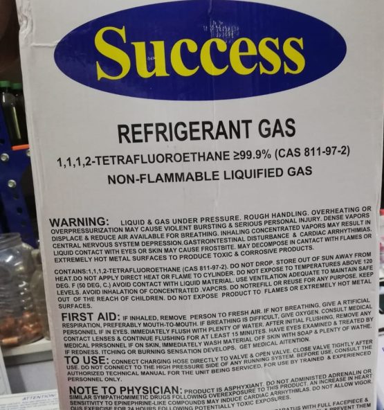 Success R134a Refrigerant Gas back side 555x592